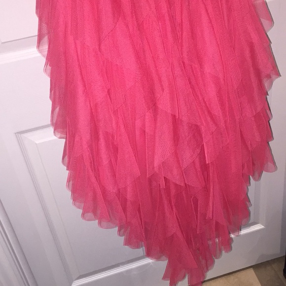 Deb Ladies Strapless High Low Ruffled Formal Prom Dress Pink Size 11/12 - Picture 10 of 15